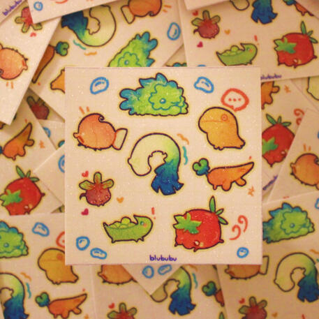 mini veggie fish sticker sheet