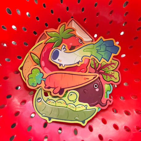 veggie fish diecut sticker